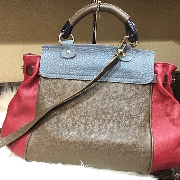 Authentic MCM Top Handle Multi Color Leather Satchel - Picture 3 of 16